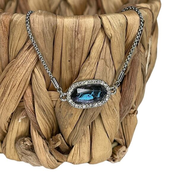 Color Street Northern Wonder Blue Iridescent Chain Bracelet Silver Tone - Picture 6 of 10